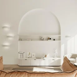 Applique Da Parete-Selezionato da Mazzolaluce Applique curva di gesso bianco pitturabile moderna