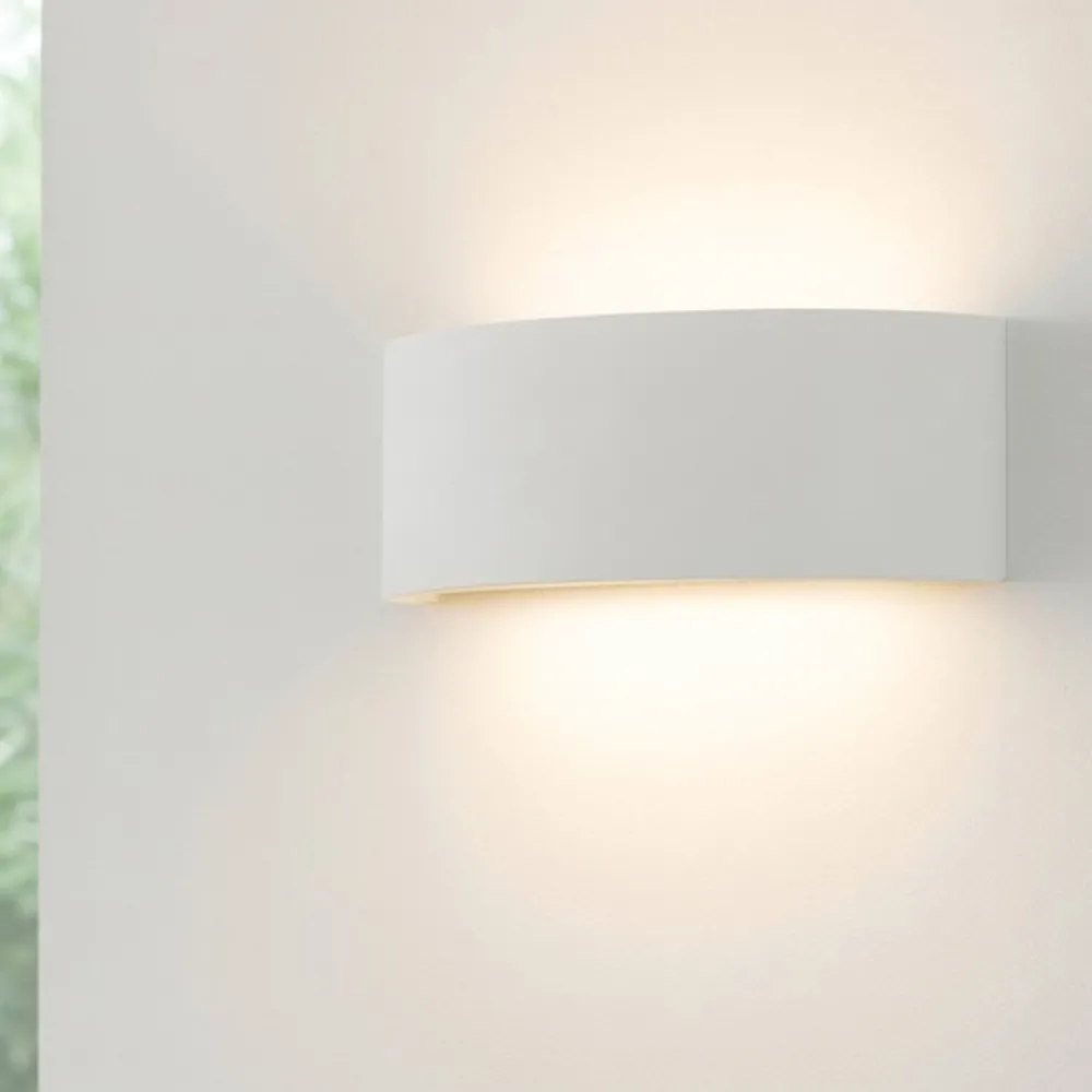Applique Da Parete-Selezionato da Mazzolaluce Applique curvo led 18w 3000k gesso ceramica bianca
