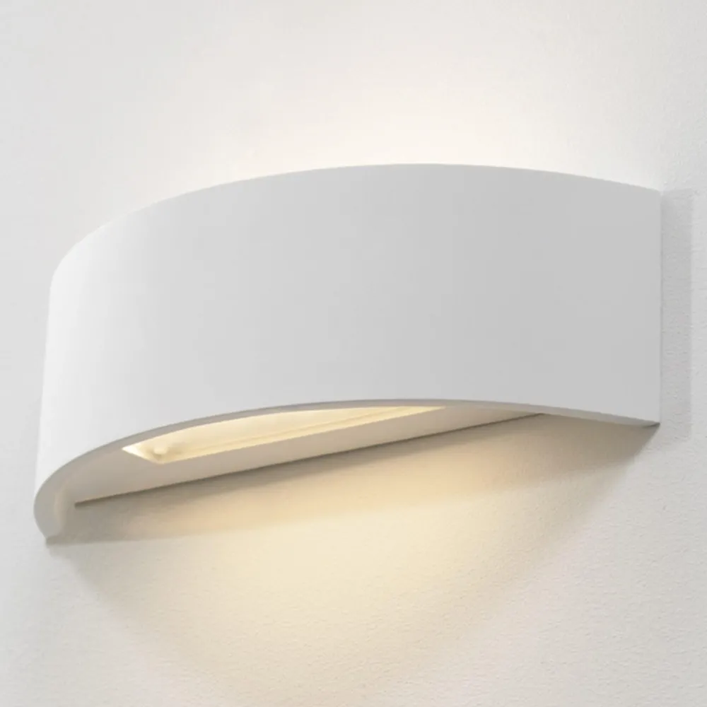 Applique Da Parete-Selezionato da Mazzolaluce Applique curvo led 18w 3000k gesso ceramica bianca
