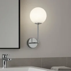 Applique Da Bagno-Selezionato da Mazzolaluce Applique da bagni sfera vetro bianco cromato
