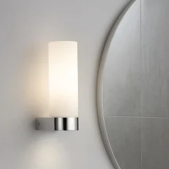 Applique Da Bagno-Selezionato da Mazzolaluce Applique da bagno cilindro cromo vetro bianco moderna ip44