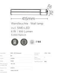 Applique Da Bagno-Selezionato da Mazzolaluce Applique da bagno cromo led 8w 3000k con presa elettrica