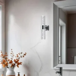 Applique Da Bagno-Selezionato da Mazzolaluce Applique da bagno led 6w 3000k moderna vetro e cromo