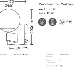 Applique Da Bagno-Selezionato da Mazzolaluce Applique da bagno metallo cromo sfera vetro bianco ip44