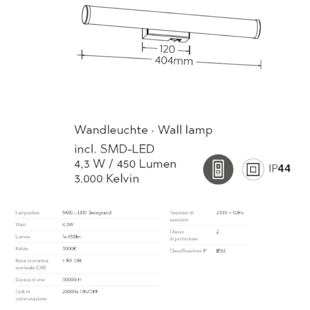 Applique Da Bagno-Selezionato da Mazzolaluce Applique da bagno moderno led 4w 3000k cromo