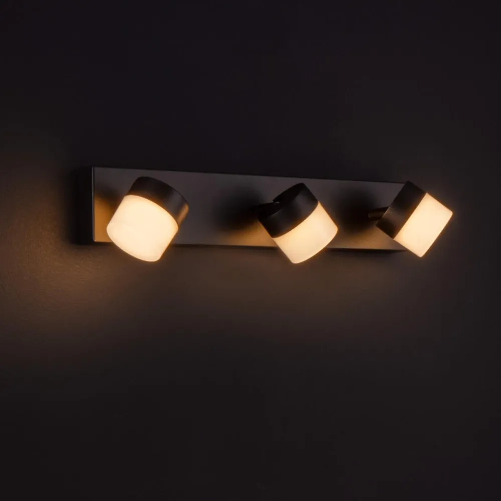 Applique Da Bagno-Selezionato da Mazzolaluce Applique da bagno per specchio 3 luci orientabili nero