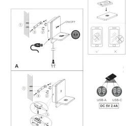 Applique Camera Da Letto-Selezionato da Mazzolaluce Applique da comodino bianco con presa usb base ricarica telefono