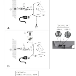 Applique Camera Da Letto-Selezionato da Mazzolaluce Applique da comodino bianco presa usb luce orientabile