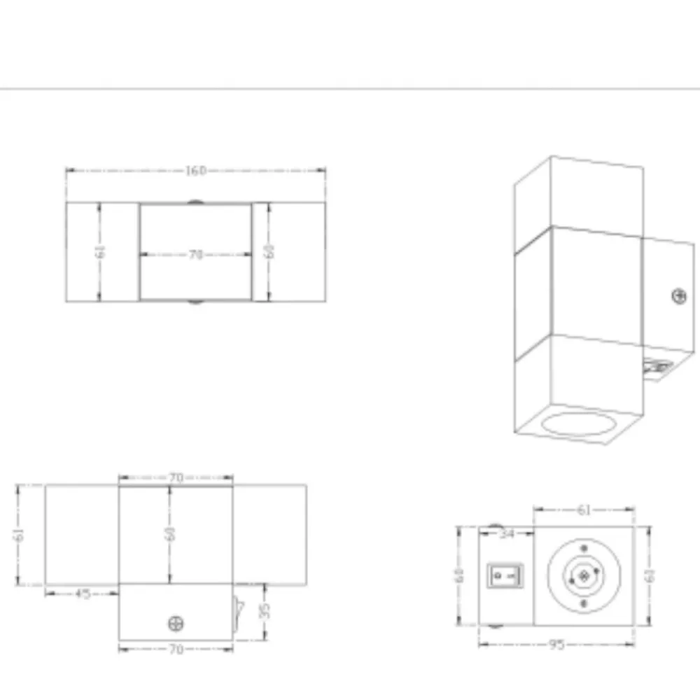 Applique Camera Da Letto-Selezionato da Mazzolaluce Applique da comodino con interruttore grigio cubi vetro led fp