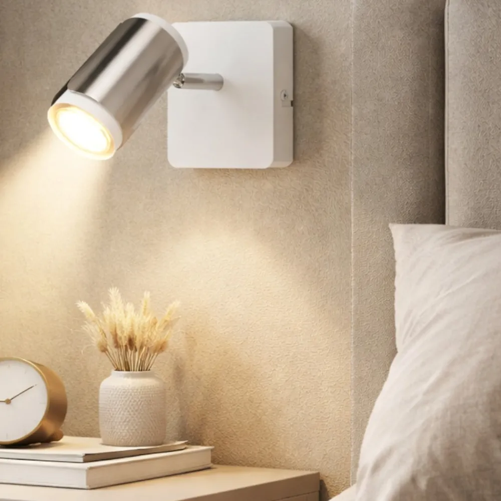 Applique Camera Da Letto-Selezionato da Mazzolaluce Applique da comodino con interruttore spot orientabile bianco nickel