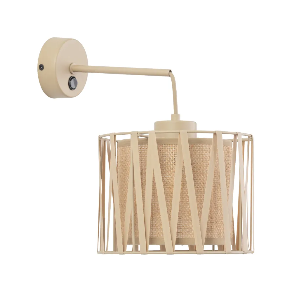 Applique Camera Da Letto-Selezionato da Mazzolaluce Applique da comodino con interruttore in tessuto sabbia per camera da letto