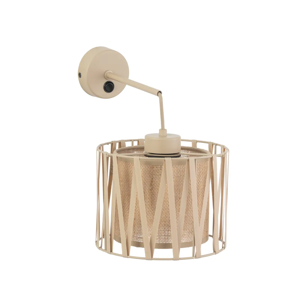 Applique Camera Da Letto-Selezionato da Mazzolaluce Applique da comodino con interruttore in tessuto sabbia per camera da letto