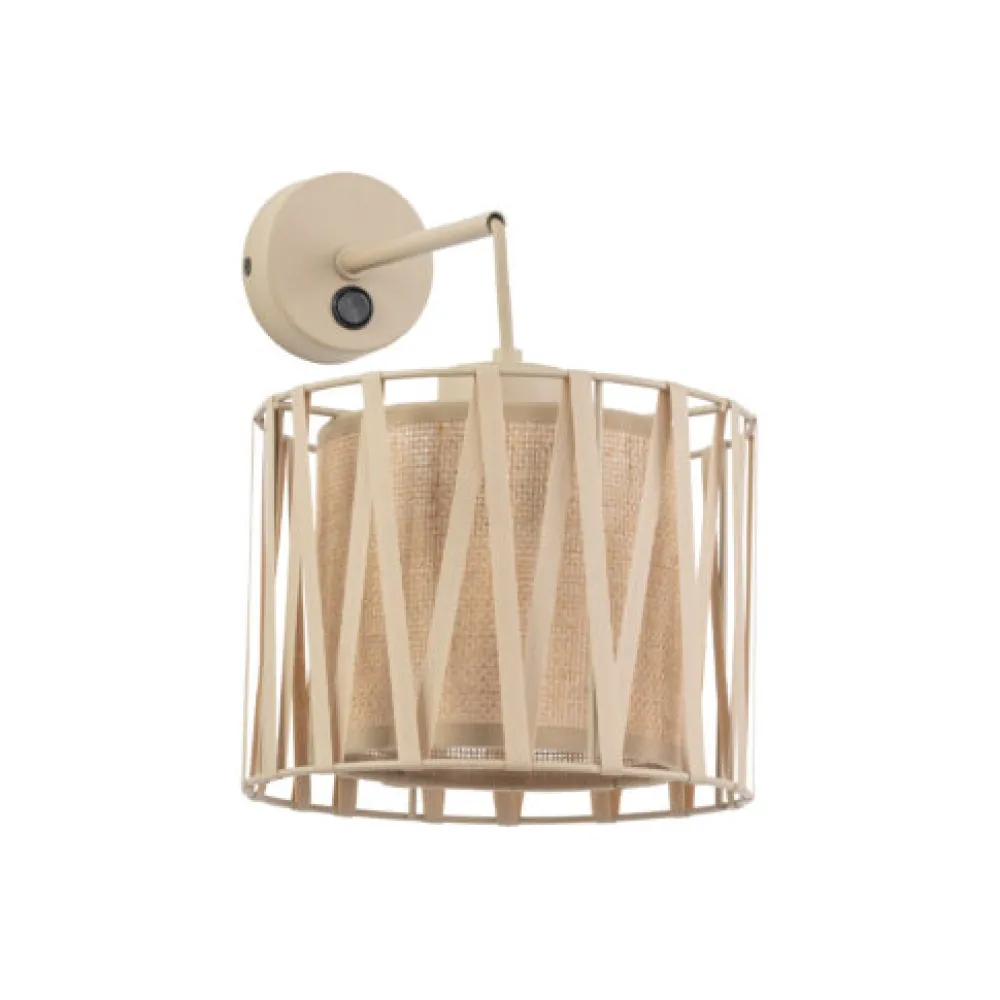Applique Camera Da Letto-Selezionato da Mazzolaluce Applique da comodino con interruttore in tessuto sabbia per camera da letto