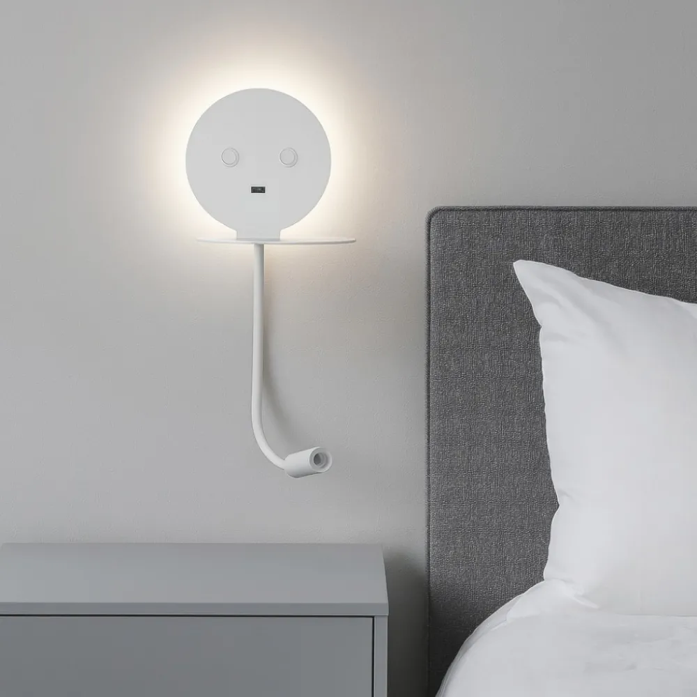 Applique Camera Da Letto-Selezionato da Mazzolaluce Applique da comodino led 3000k orientabile presa usb bianco