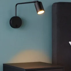Applique Camera Da Letto-Selezionato da Mazzolaluce Applique da comodino nero braccio orientabile per camera da letto