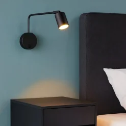 Applique Camera Da Letto-Selezionato da Mazzolaluce Applique da comodino nero braccio orientabile per camera da letto