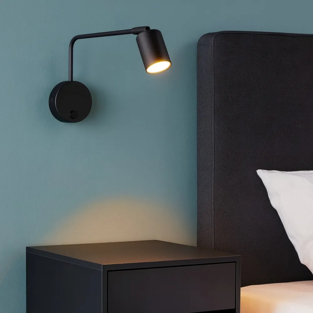 Applique Camera Da Letto-Selezionato da Mazzolaluce Applique da comodino nero braccio orientabile per camera da letto