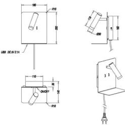 Applique Camera Da Letto-Selezionato da Mazzolaluce Applique da comodino nero con mensola interruttore cavo spina