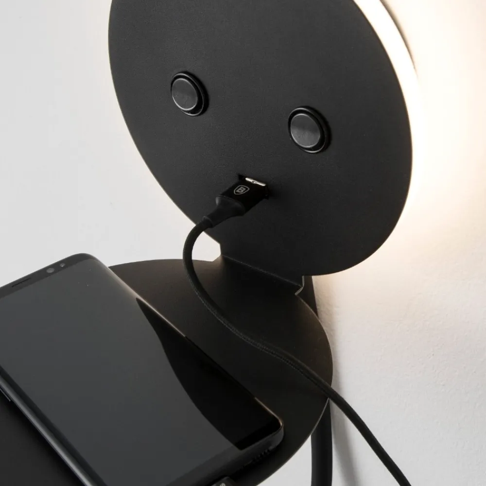 Applique Camera Da Letto-Selezionato da Mazzolaluce Applique da comodino nero luce orientabile presa usb