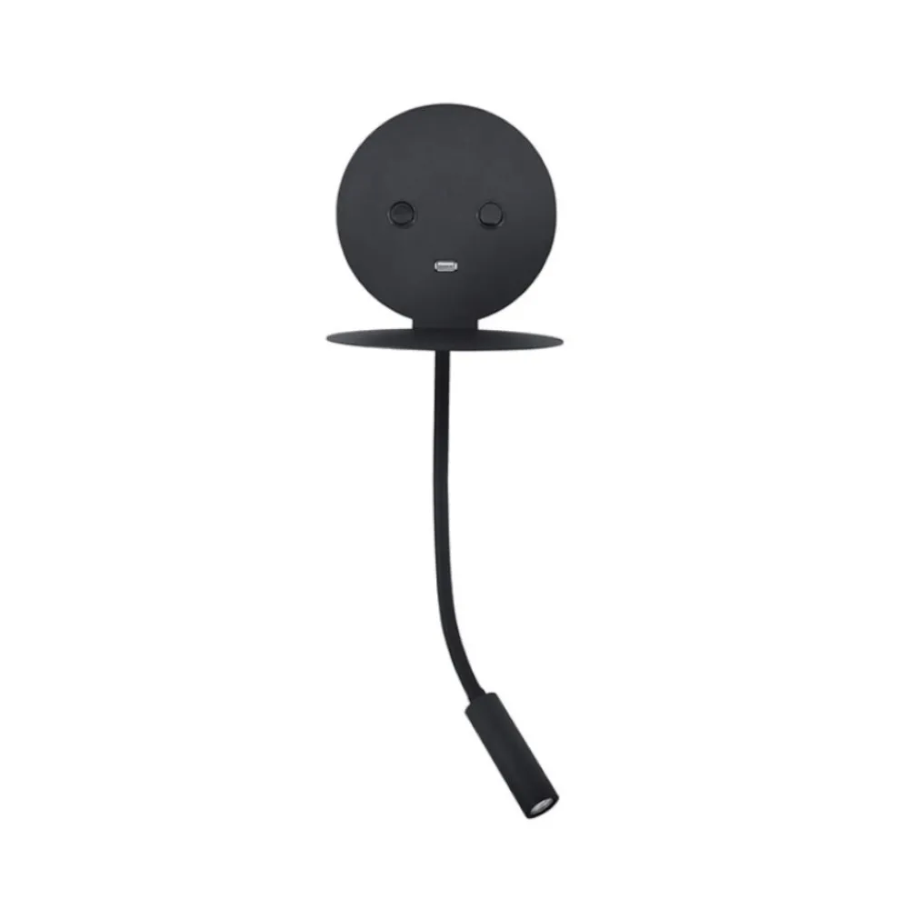Applique Camera Da Letto-Selezionato da Mazzolaluce Applique da comodino nero luce orientabile presa usb