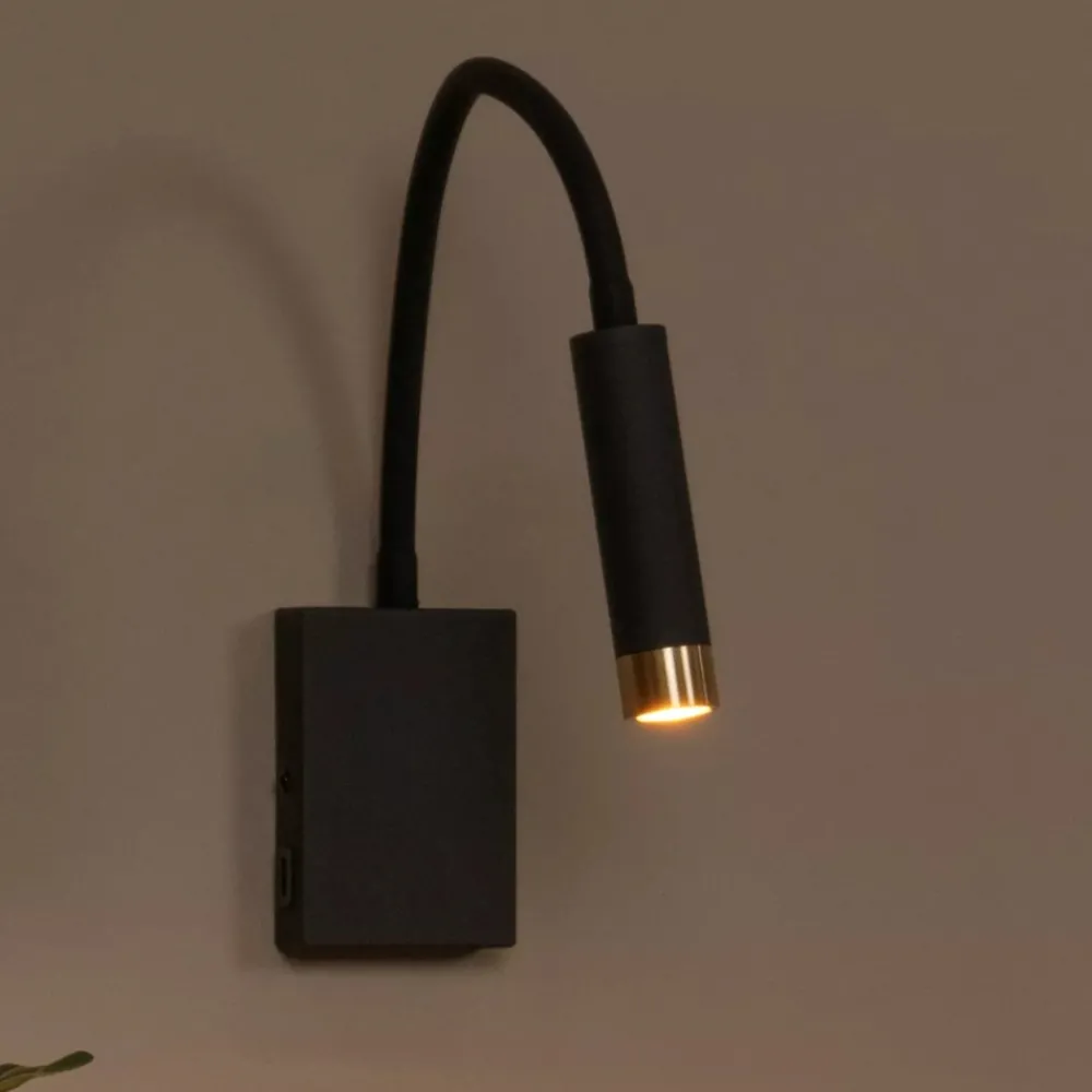 Applique Camera Da Letto-Selezionato da Mazzolaluce Applique da comodino nero orientabile led dimmerabile con usb