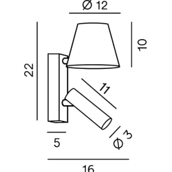 Applique Da Parete-Perenz Illuminazione Applique da comodino nero oro per camera da letto reverse perenz