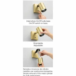 Applique Camera Da Letto-Fabas Luce Applique da comodino orientabile con interruttore ottone ooro