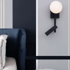 Applique Camera Da Letto-Selezionato da Mazzolaluce Applique da comodino orientabile nero per camera da letto moderna