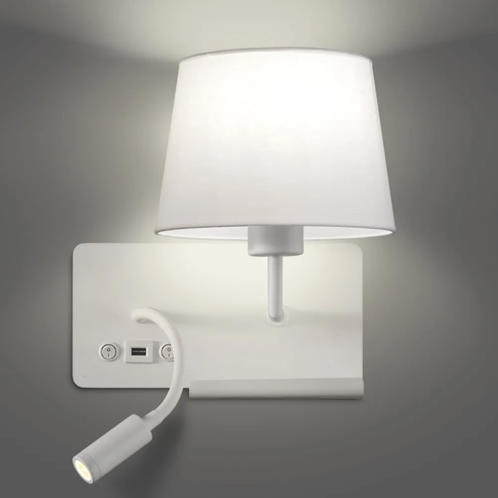 Applique Camera Da Letto-Selezionato da Mazzolaluce Applique da comodino sinistro multifunzione mensola usb luce da lettura