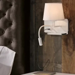 Applique Camera Da Letto-Selezionato da Mazzolaluce Applique da comodino sinistro multifunzione mensola usb luce da lettura