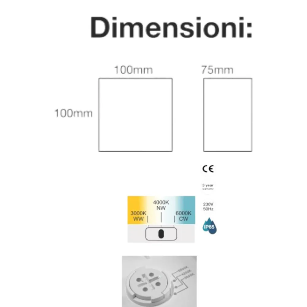 Applique Da Esterno-Selezionato da Mazzolaluce Applique da esterno acrilico bianco quadrata led 3000k 4000k 6000k