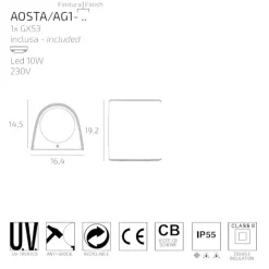 Applique Da Esterno-Top Light Applique da esterno aosta bianca anti corrosione ip55