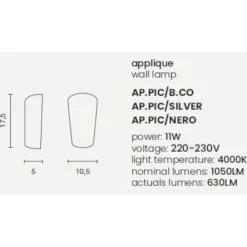 Applique Da Esterno-Ondaluce Applique da esterno ap pic nera led 4000k