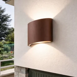 Applique Da Esterno-Ondaluce Applique da esterno corten led biemissione 3000k nevio