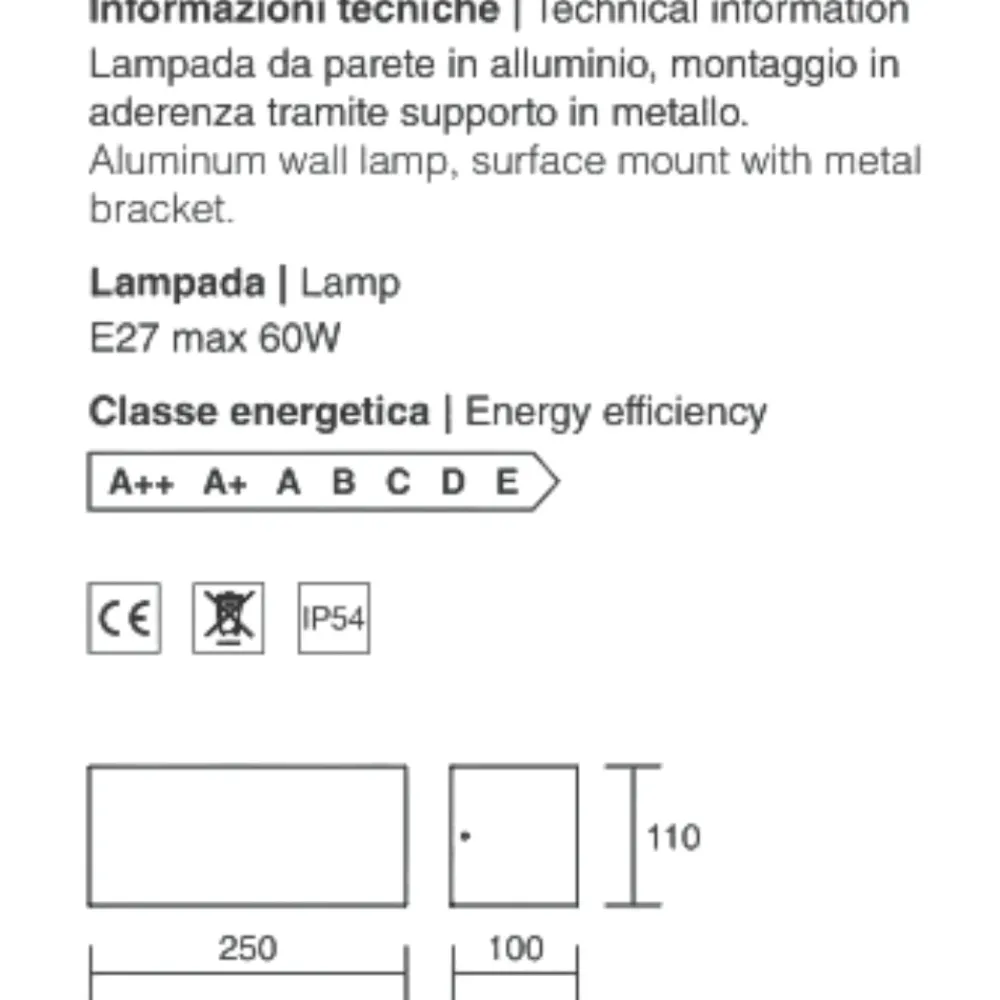 Applique Da Esterno-IsyLuce Applique da esterno corten moderna rettangolare deco