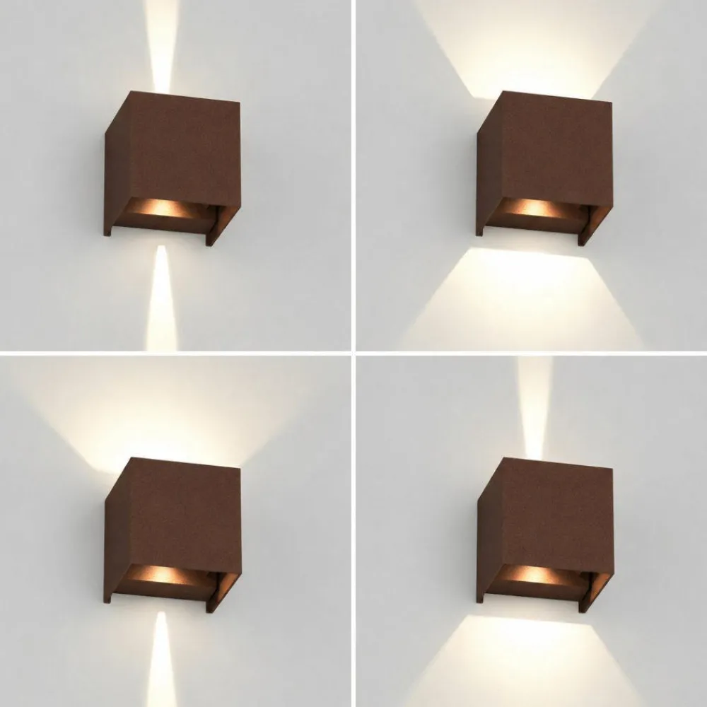 Applique Da Esterno-Top Light Applique da esterno cubo corten led orientabile cct top ligh perth ip65