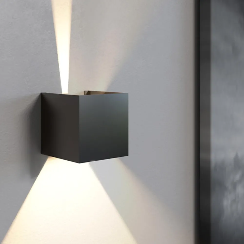 Applique Da Esterno-IsyLuce Applique da esterno cubo 16w 3000k nero