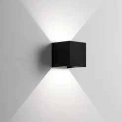 Applique Da Esterno-IsyLuce Applique da esterno cubo 16w 3000k nero