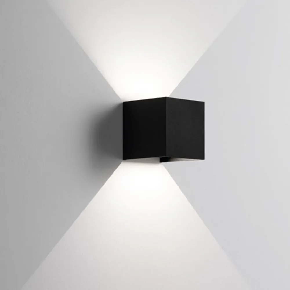 Applique Da Esterno-IsyLuce Applique da esterno cubo 16w 3000k nero