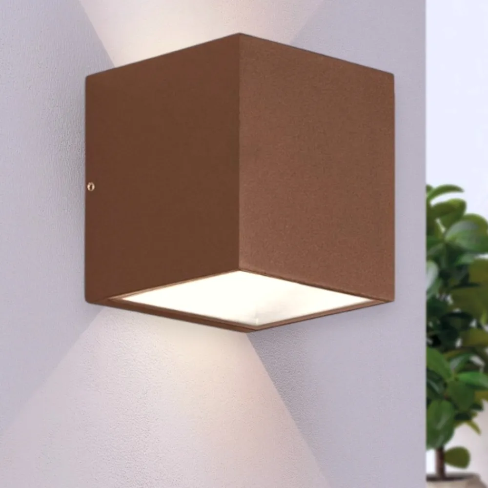 Applique Da Esterno-Gea Luce Applique da esterno cubo marrone