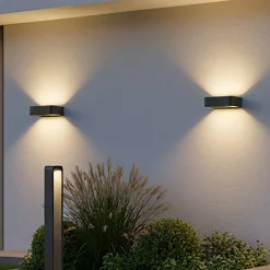 Applique Da Esterno-Selezionato da Mazzolaluce Applique da esterno design moderno grigio antracite led 10w 3000k ip54