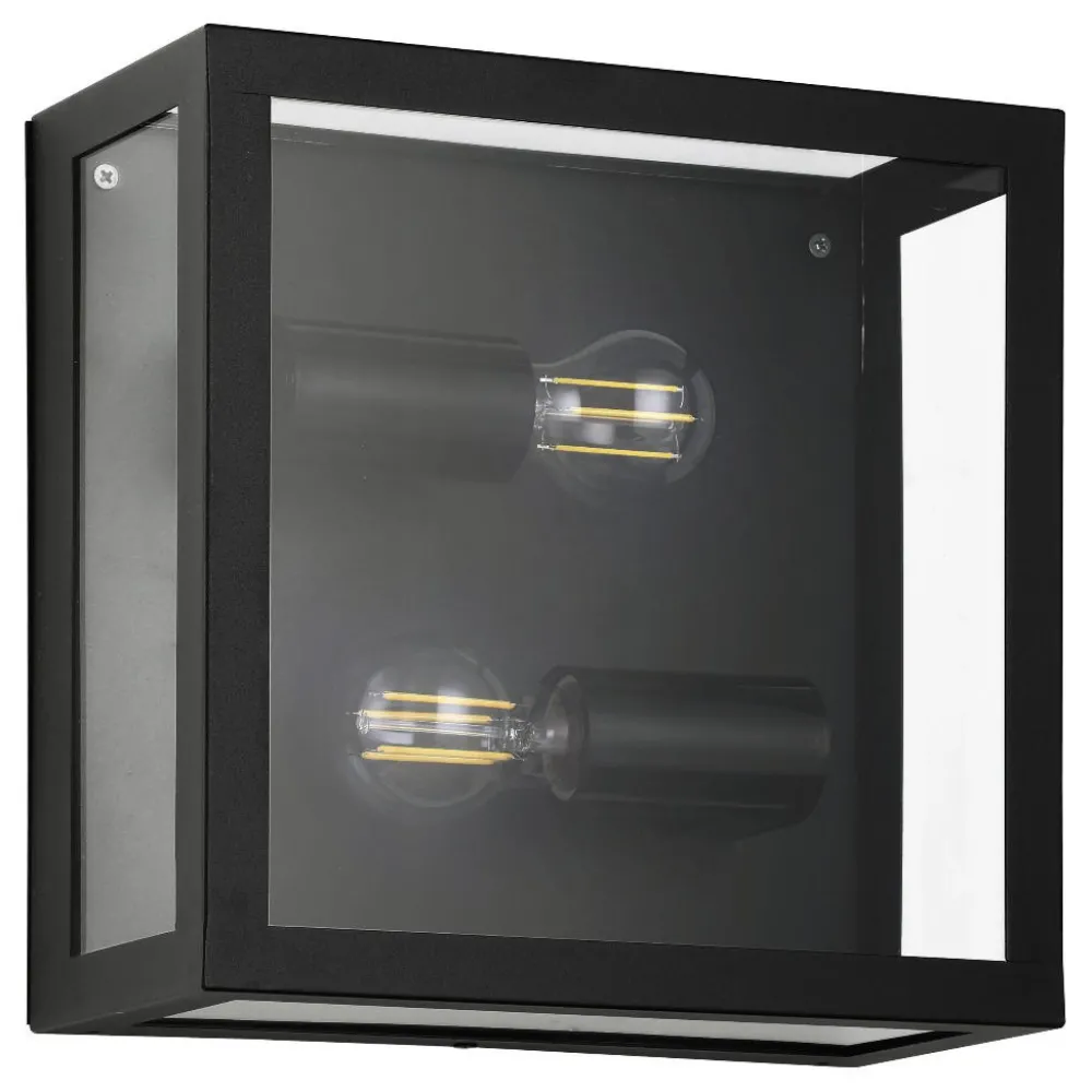 Applique Da Esterno-Selezionato da Mazzolaluce Applique da esterno in metallo nero e vetro ip44 2 lampadine e27