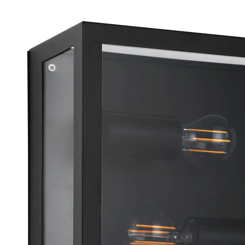 Applique Da Esterno-Selezionato da Mazzolaluce Applique da esterno in metallo nero e vetro ip44 2 lampadine e27