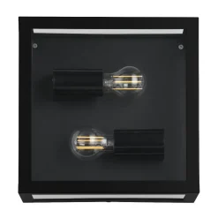 Applique Da Esterno-Selezionato da Mazzolaluce Applique da esterno in metallo nero e vetro ip44 2 lampadine e27