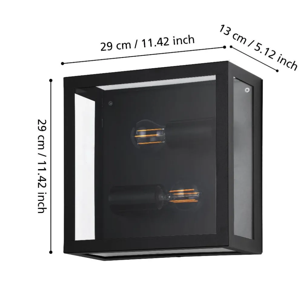 Applique Da Esterno-Selezionato da Mazzolaluce Applique da esterno in metallo nero e vetro ip44 2 lampadine e27