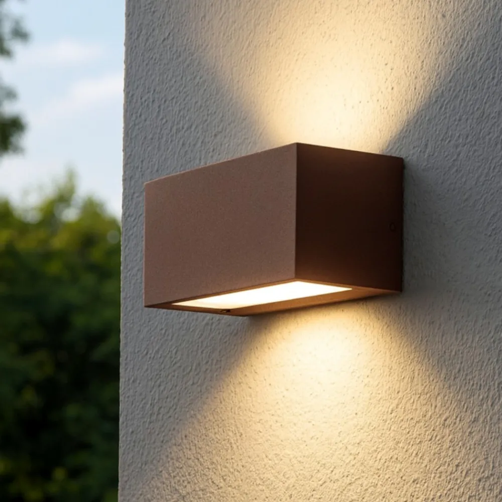 Applique Da Esterno-IsyLuce Applique da esterno metro led 24w 4000k corten marrone