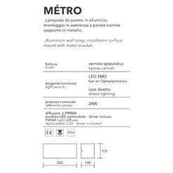 Applique Da Esterno-IsyLuce Applique da esterno metro led 24w 4000k corten marrone