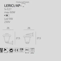 Applique Da Esterno-Top Light Applique da esterno lanterna nera lerici ip55