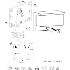 Applique Da Esterno-Selezionato da Mazzolaluce Applique da esterno led 3000k moderna antracite con sensore di movimento
