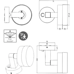 Applique Da Esterno-Selezionato da Mazzolaluce Applique da esterno led 8w con sensore di movimento anti corrosione